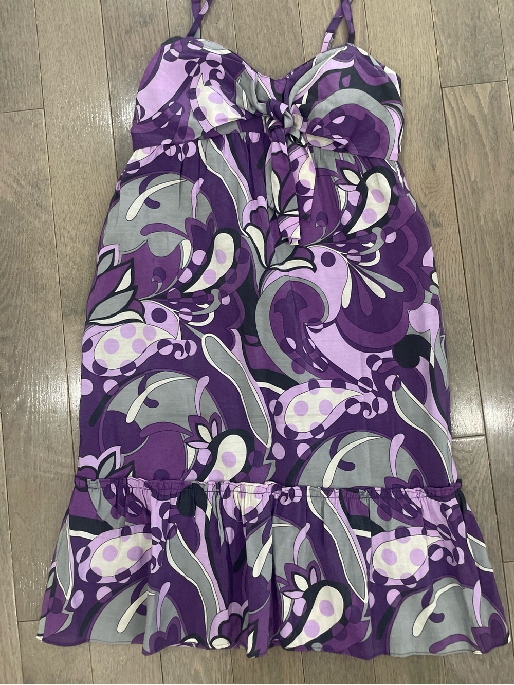 Guess Purple Floral Tie-Front Slip Dress F🔥 - Size Medium - Picture 5 of 15
